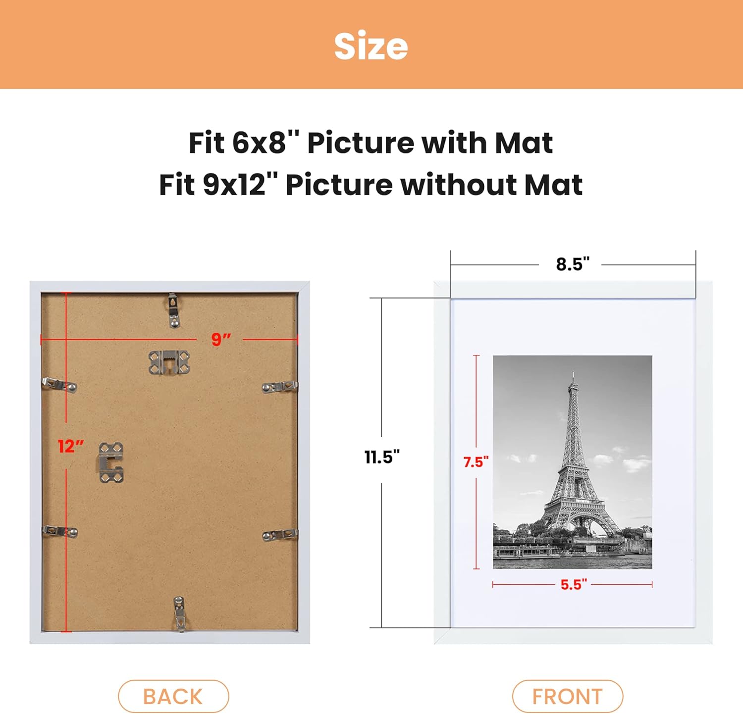 upsimples 11x14 Picture Frame Set of 3 Bundle with 9x12 Picture Frame Set of 5