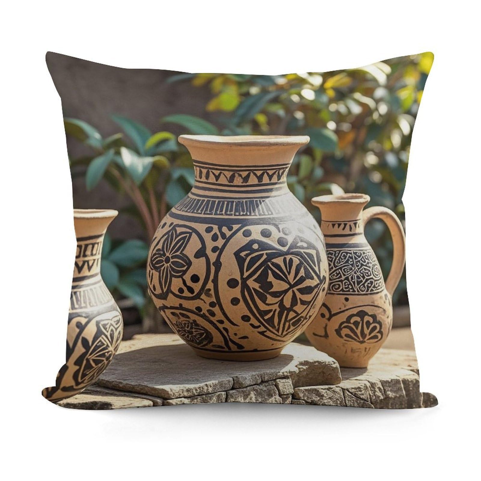FekiLoot Africa Ethnic Pottery Throw Pillow Cover Cozy Plush Cushion Case Soft Decorative Pillow Cover Square Cushion Covers Modern Pillowcase for Sofa Living Room Couch Bed Home Decor 18x18 Inch