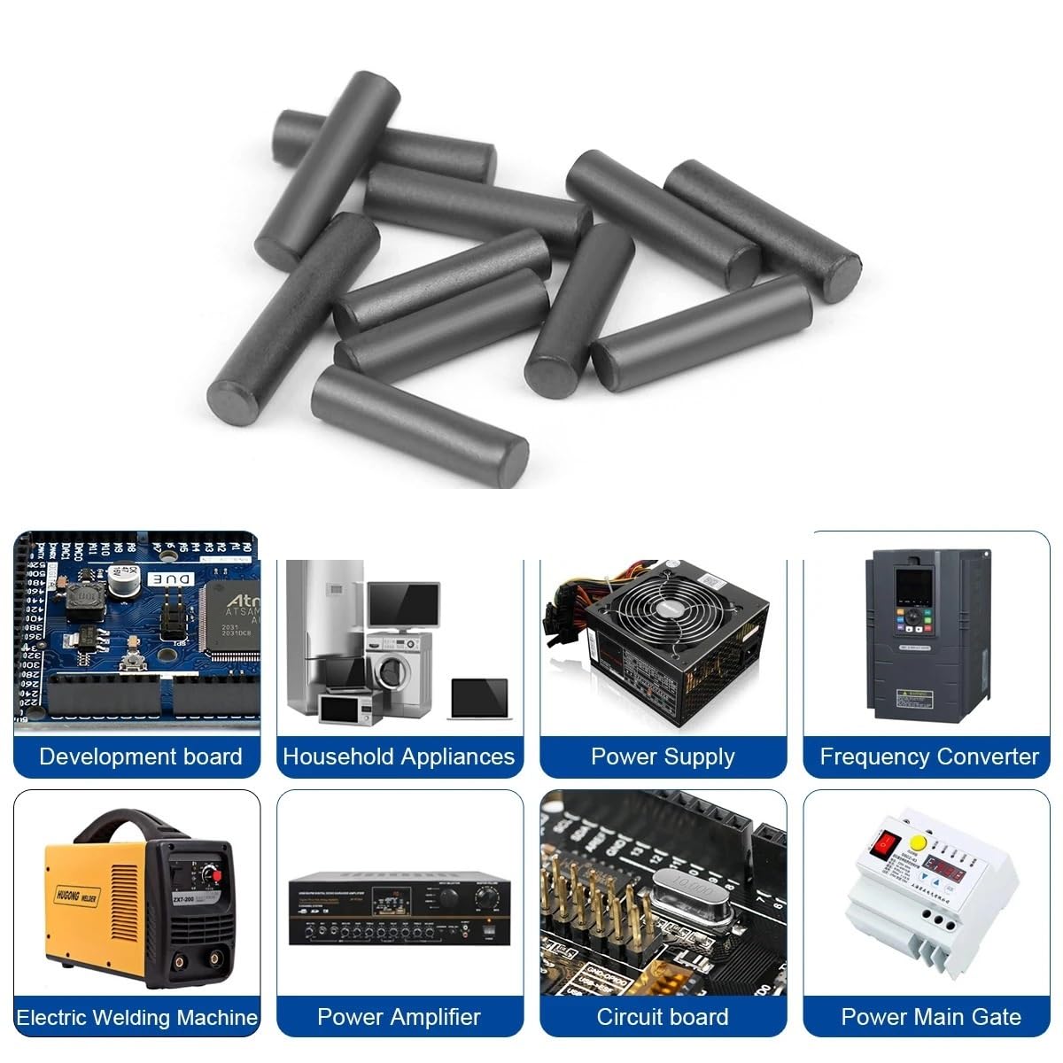 20 Stück Ferritkerne Rod CORE R Hochfrequenz-Anti-Interferenz-Ferrit-Induktivität 3 * 8 10 12 15 16 4 * 15 5 * 20 6 * 25(10x30)