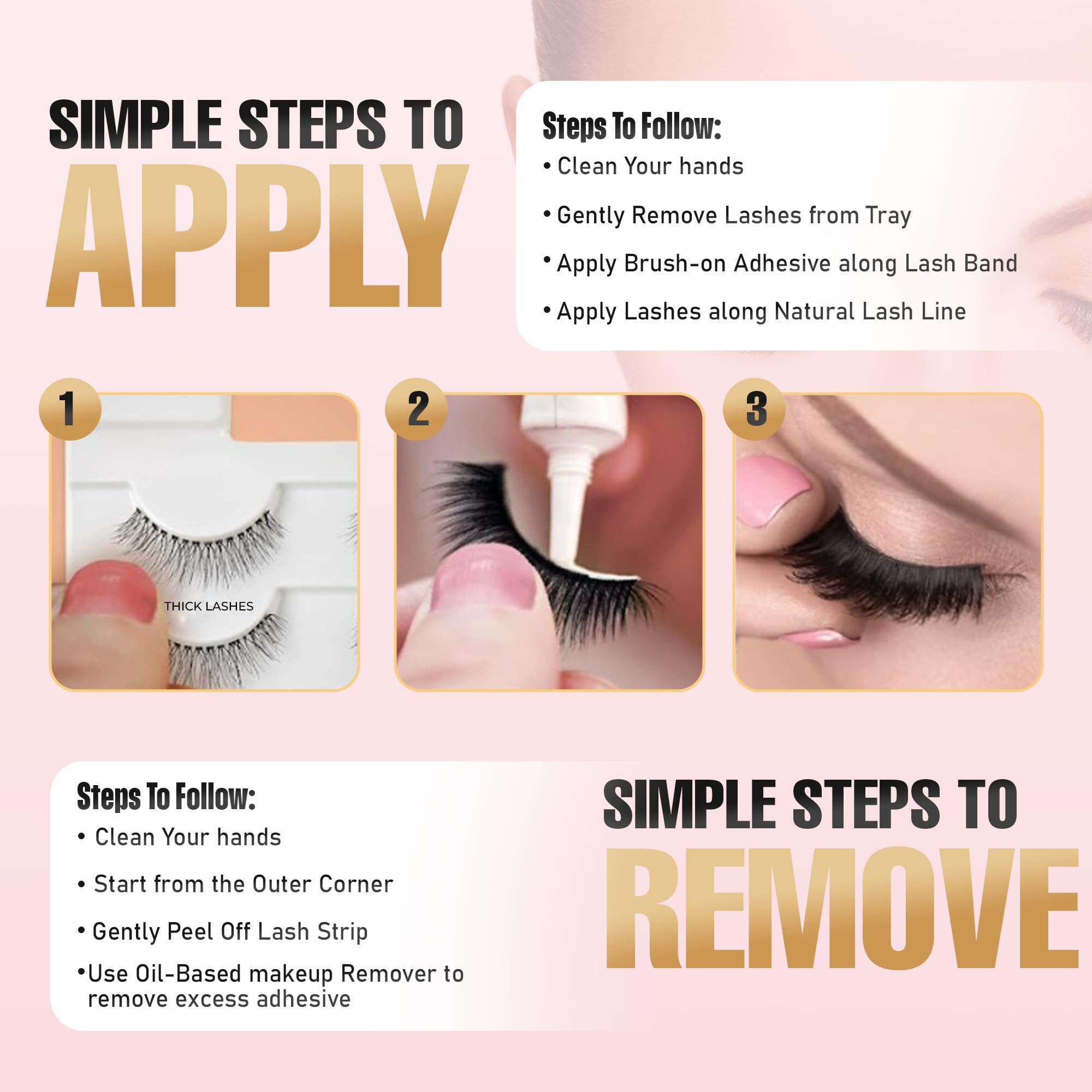 Juicy Couture False Mink Eye Lashes Strips – 3D Wispy Cat Eye Strips with Glue & Applicator – 7 Unique Lash Falsies Every Day for Natural, Fluffy, Dramatic Looks (14 Pairs)