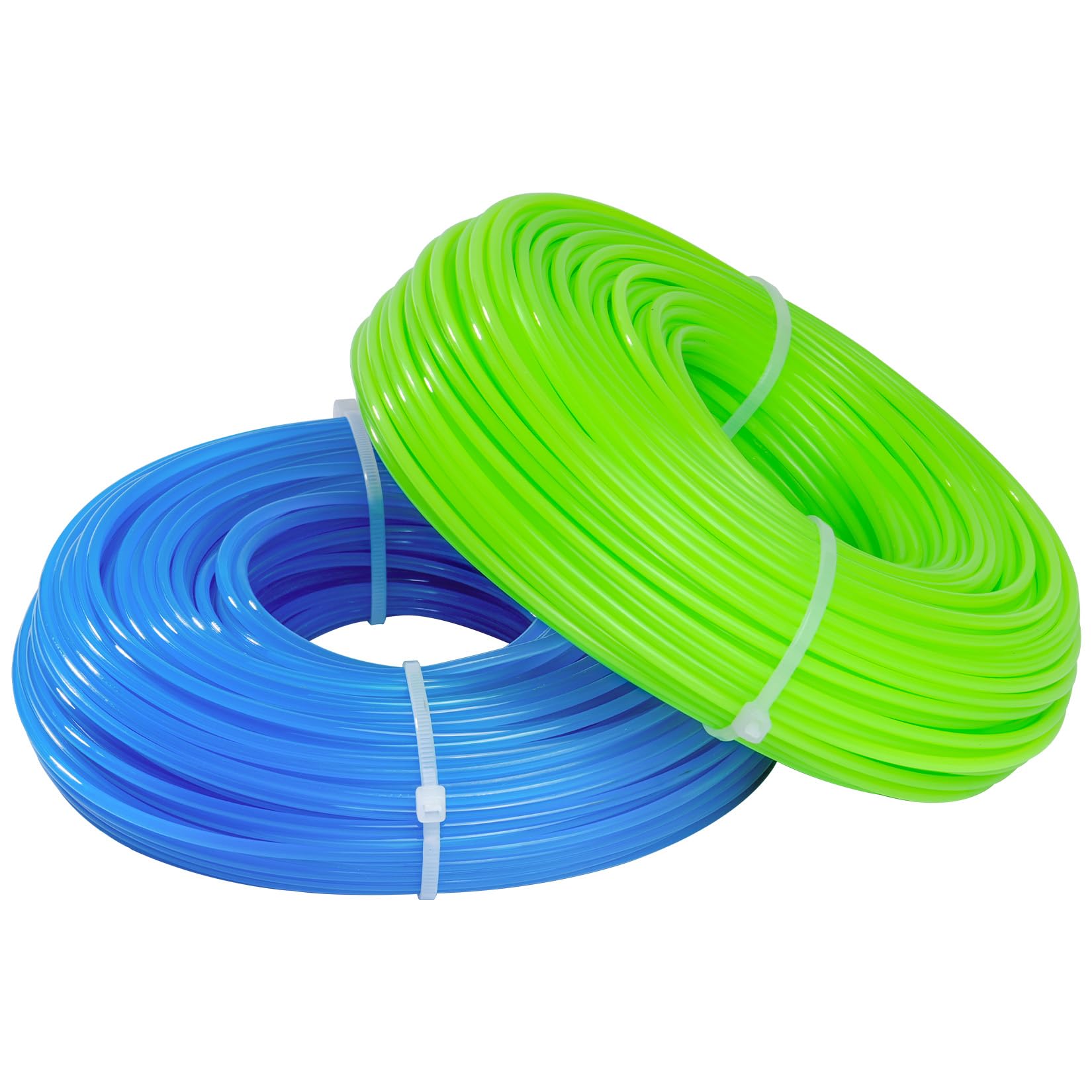 2 RollosHilo Desbrozadora, 100 m/2.4mm Hilo de Nailon para Desbrozadora, Hilos para Cortacésped y Desbrozadoras, Hilo en Nylon para Desbrozadoras Eléctricas(verde, azul, 50 m x 2 piezas)