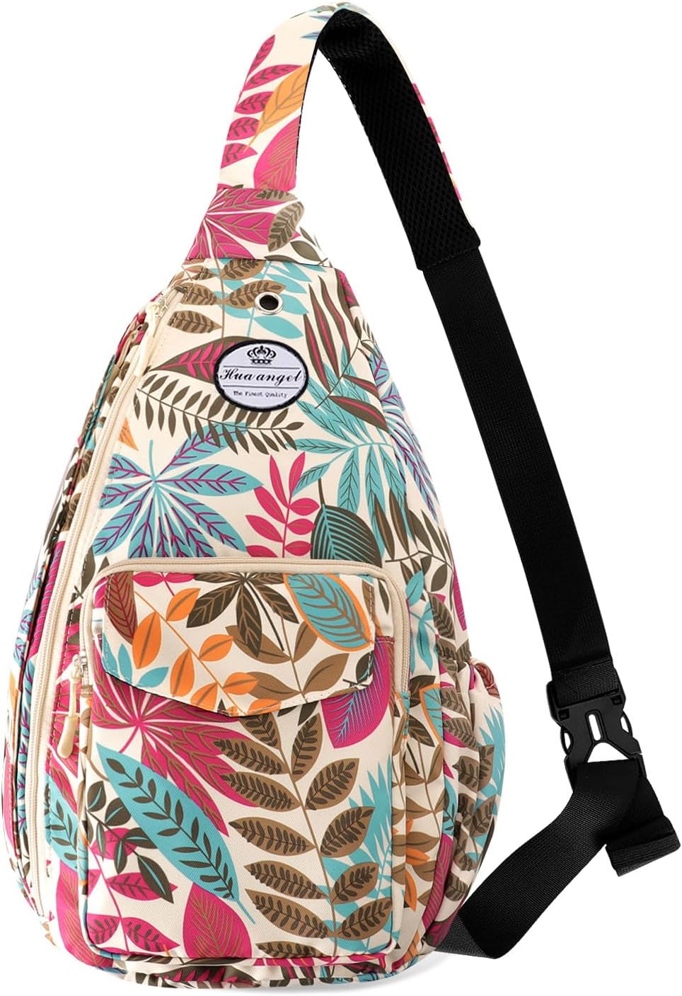 HUA ANGEL Crossbody Sling Bag for Men Women Lightweight Over the Shoulder Purse Day Bag Multipockets for Travel, Hiking, Gym