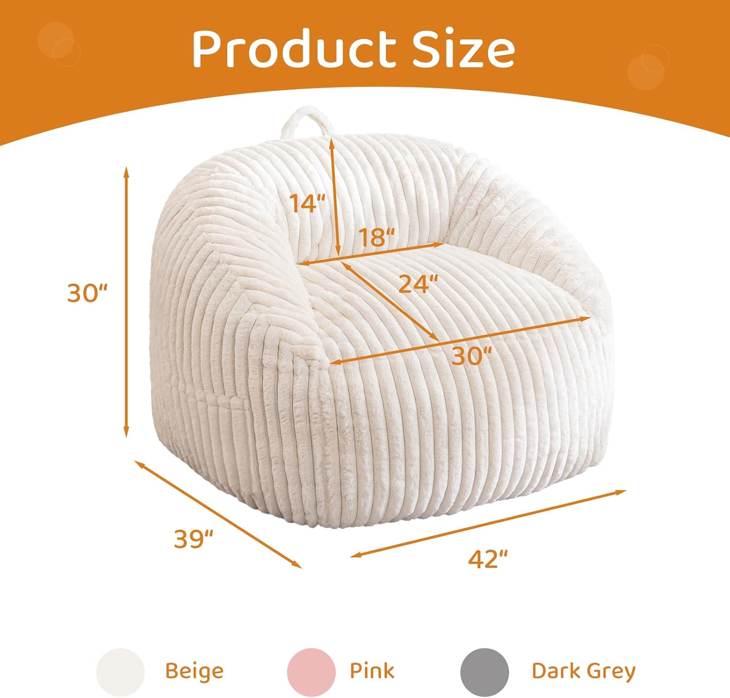 BYBYME Giant Bean Bag Chair for Adults and Kids, Large Comfy