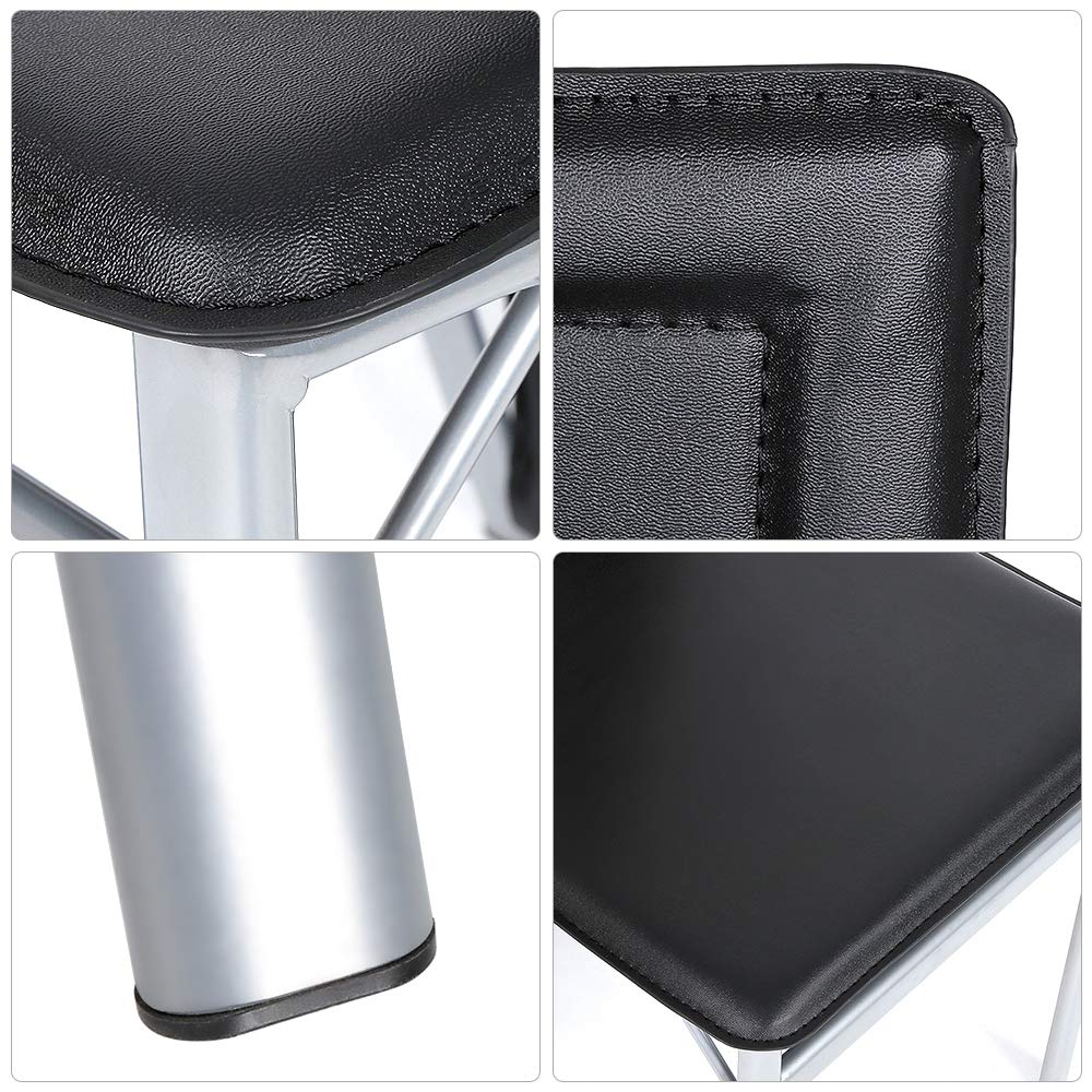 Juego de 4 sillas de Comedor, Silla de Cocina, Respaldo Alto, Asiento Ancho, Muebles de Comedor, Silla de salón de Piel de PVC para Cocina, Comedor, jardín,Negro-4PC