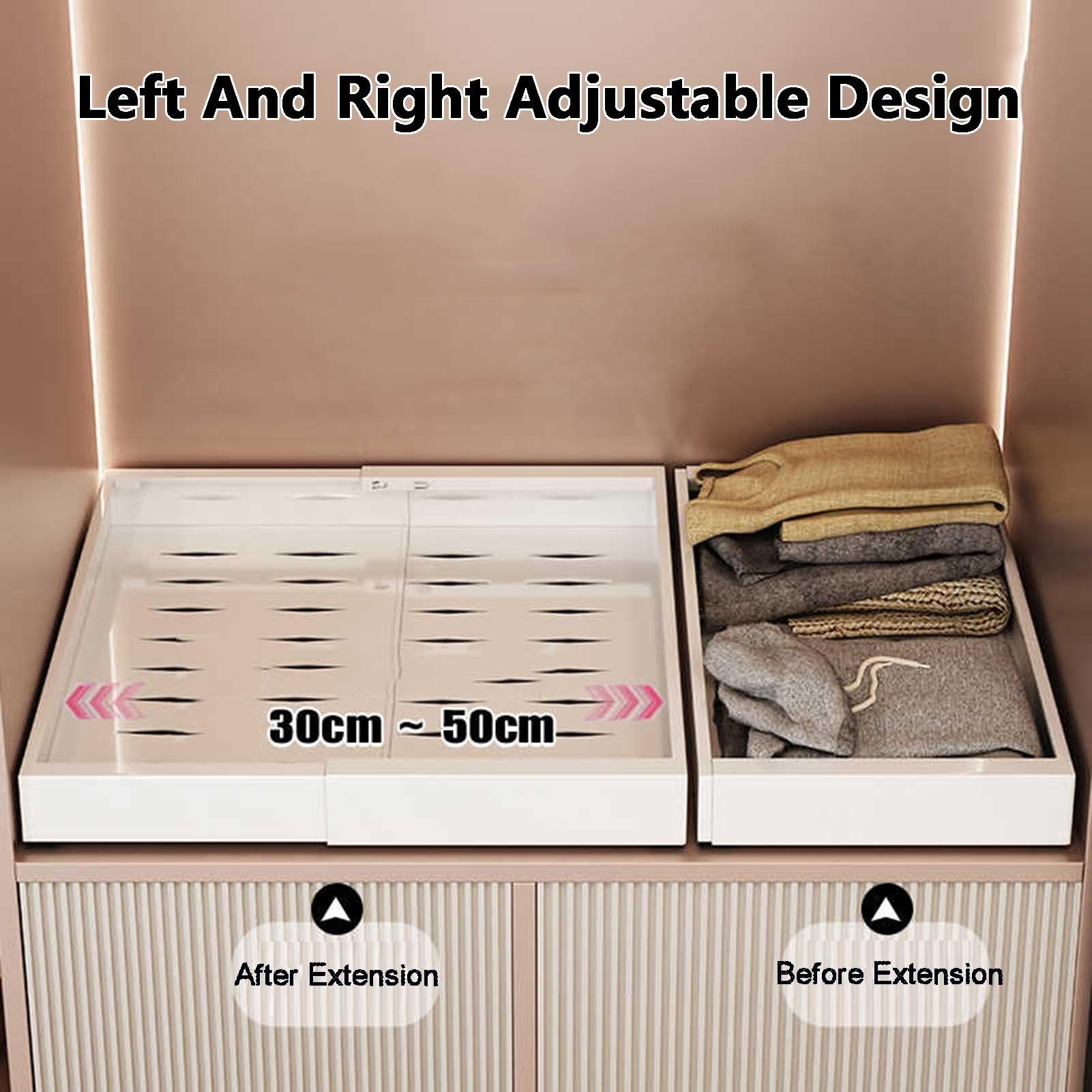 Paniers Coulissants For Placard, Organiseur D'armoire Coulissant Sans Perforation, Tiroir Organisateur De Sous-vêtements Et Chaussettes, For L'organisation Des Tiroirs De Garde-robe