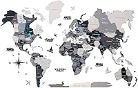 Vista 1 de Mapa del mundo 3D de madera para decoración de casa, decoración de pared 3D para sala de estar, decoración de pared de madera para oficina