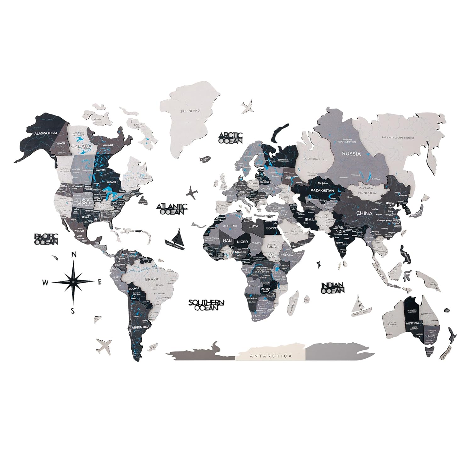 Home Decor 3D World Map — Wooden Travel Map