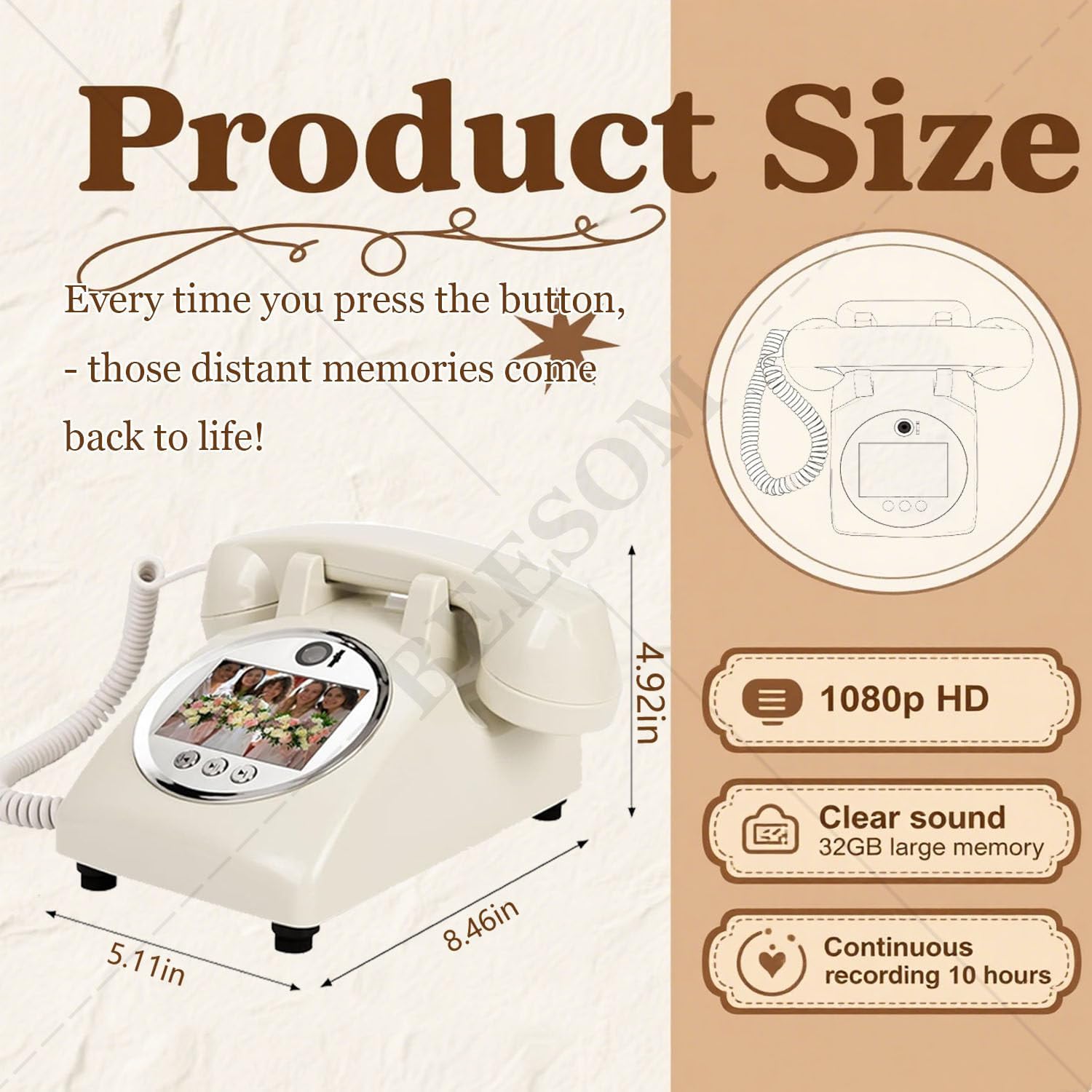 Phone Guestbook Creative Easy to Use & Fun Engagements Anniversaries Baby Showers Graduation,Unique Phone Voice Recorder,for Wedding,Bridal Shower D image 2