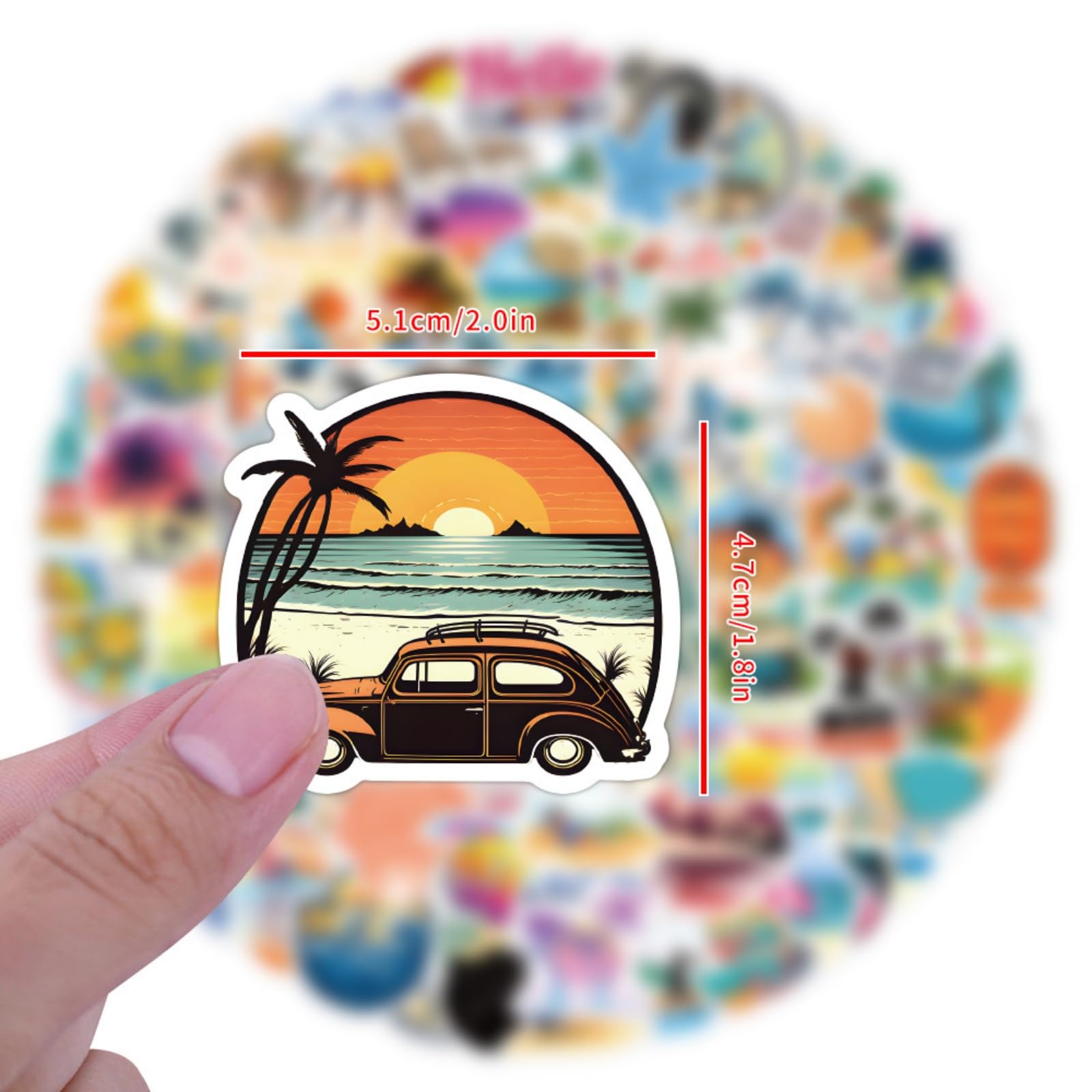 Letni zestaw naklejek tematycznych dla dzieci, nastolatków, dorosłych, 120 uroczych letnich naklejek plażowych na butelkę wody, dziennik i album do scrapbookingu, wodoodporne naklejki na laptopa