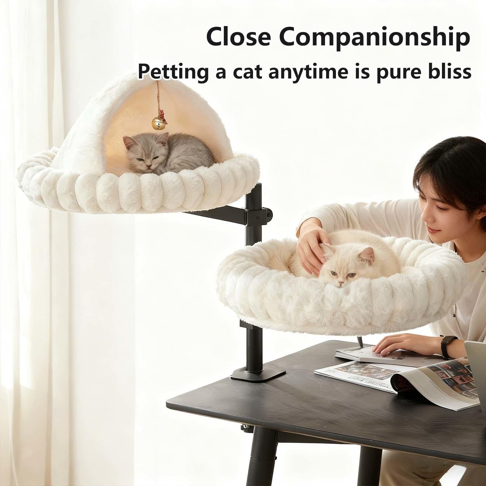 Cuccia Gatto Chiusa, Girevole a 360°, Altezza Regolabile Letto Gatto con 2 Tessuti Lavabili per Animali Domestici Fino a 20 kg,Gray