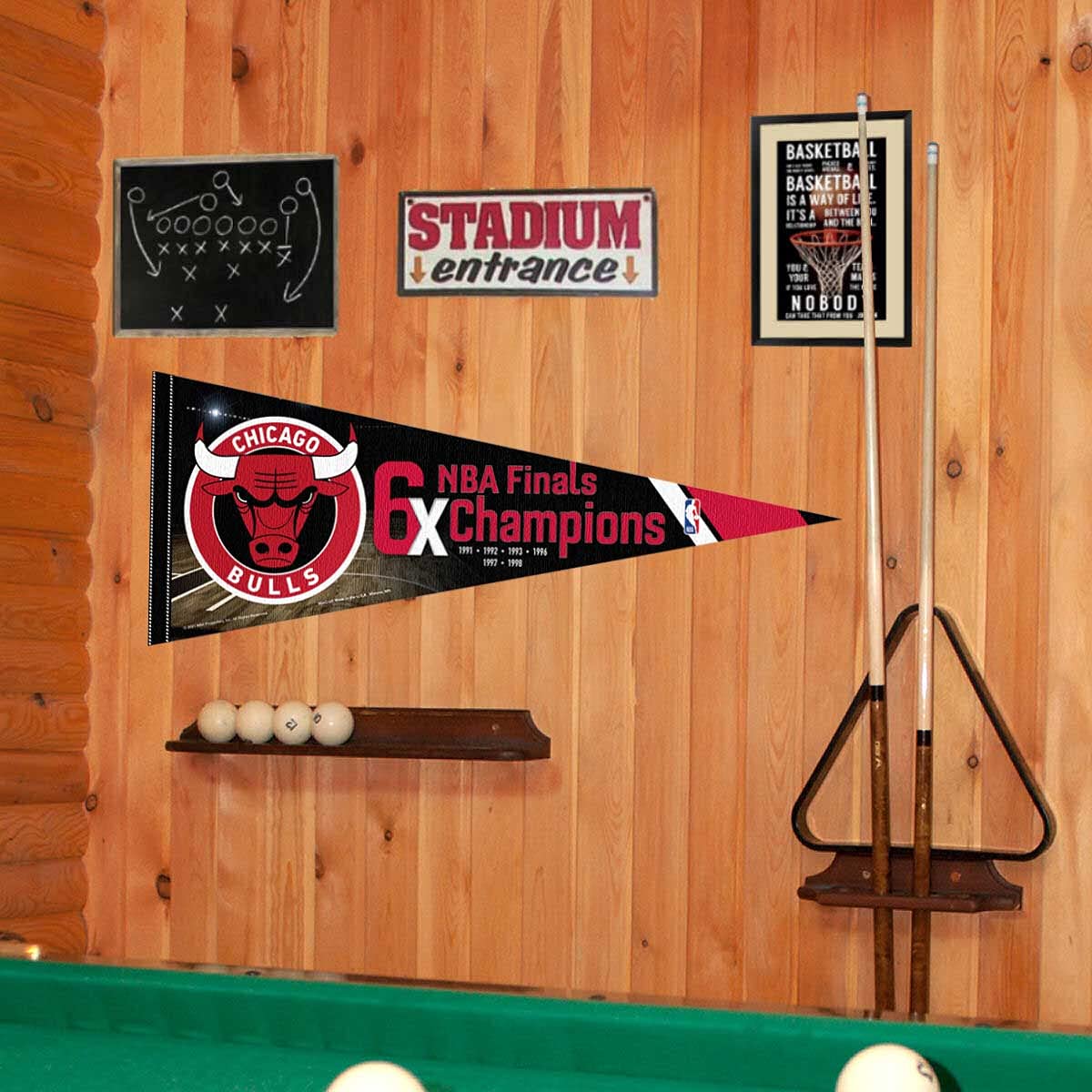 Chicago Bulls 6 Time Champions Pennant Flag