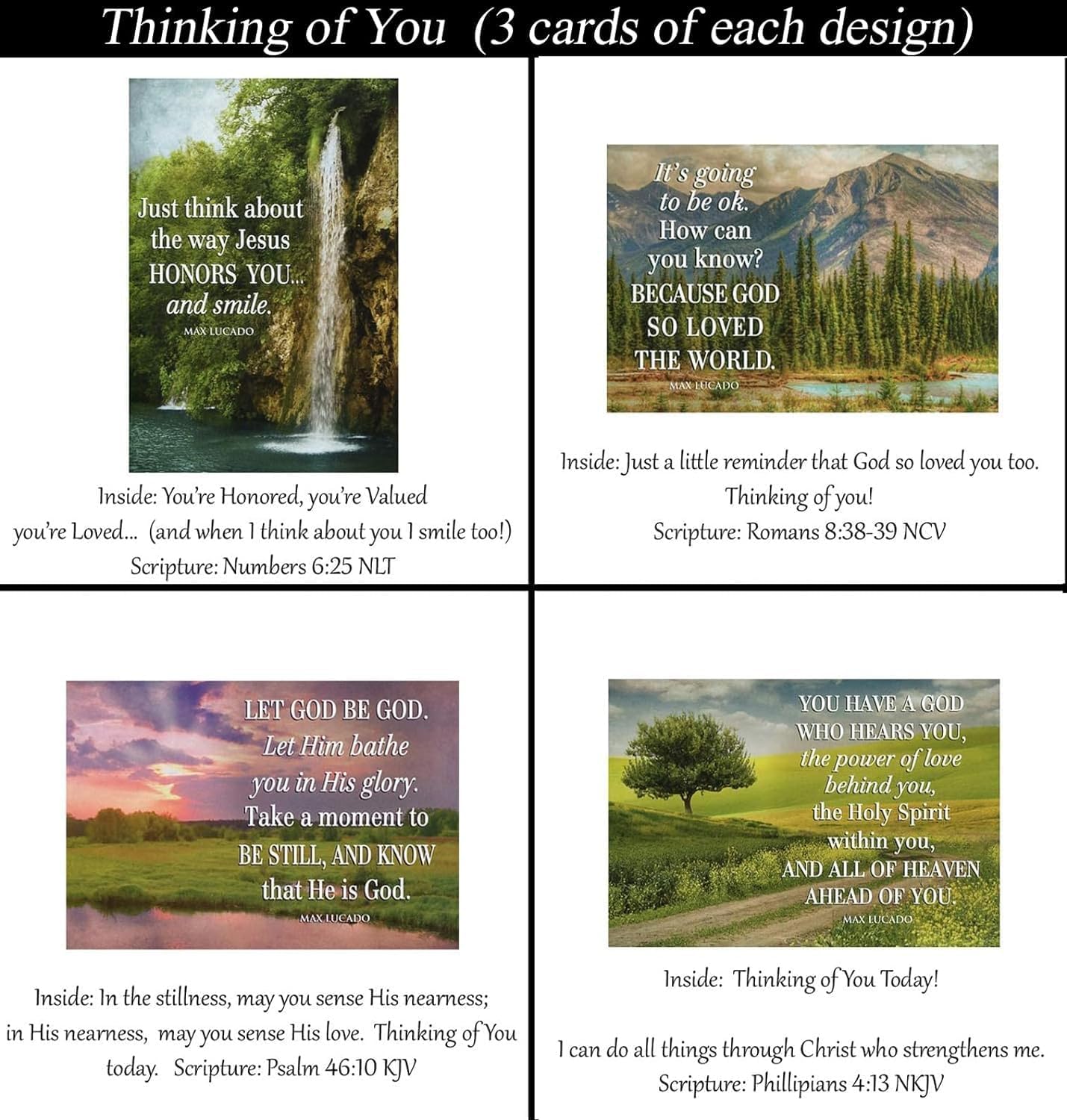 Care & Concern Premium 48 count Christian/Religious Greeting Card Asst ~ Scripture in every card ~ 12 Encouragement, 12 Praying for You, 12 Thinking of you, 12 Get Well
