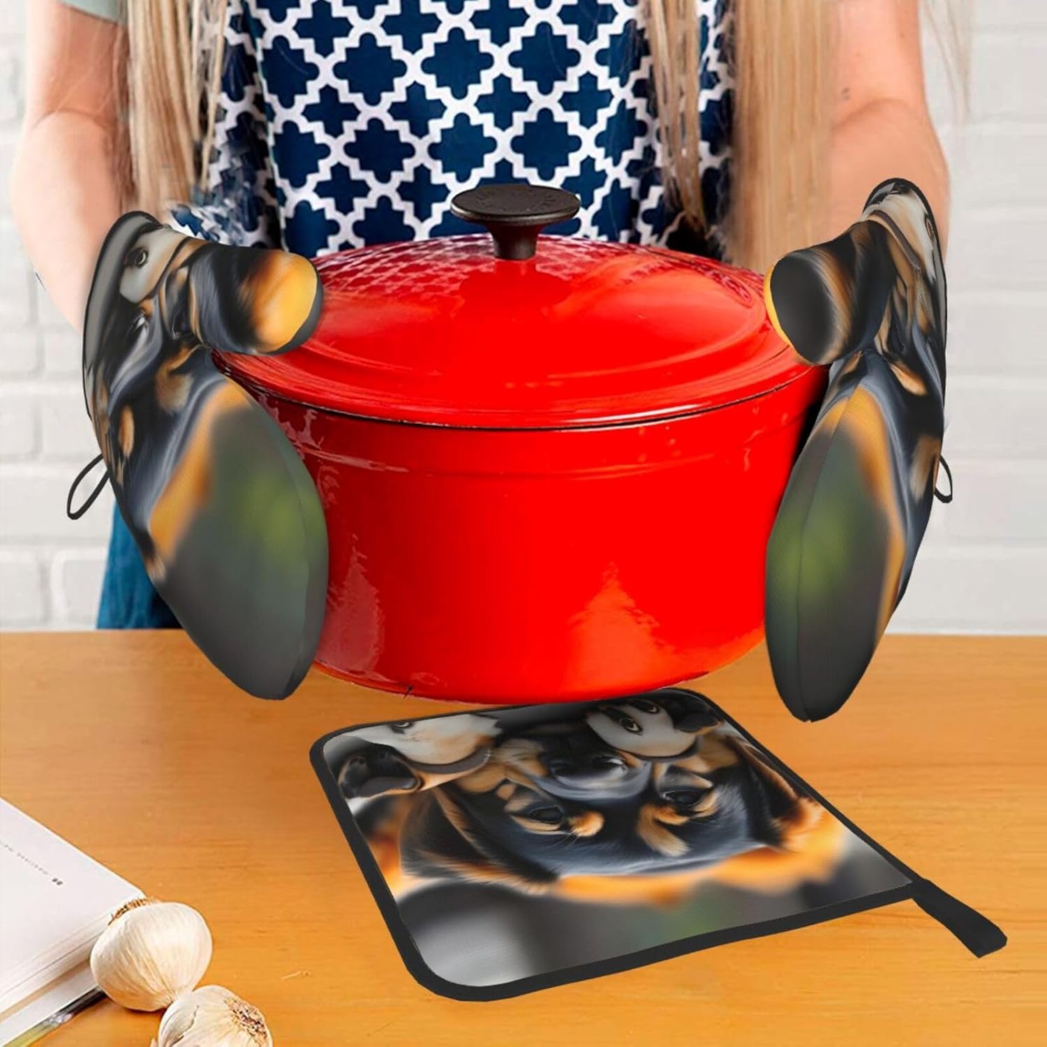 Lover Dog Paw Kitchen baking three piece set/oven gloves, fit for cooking, baking, steaming, and grilling