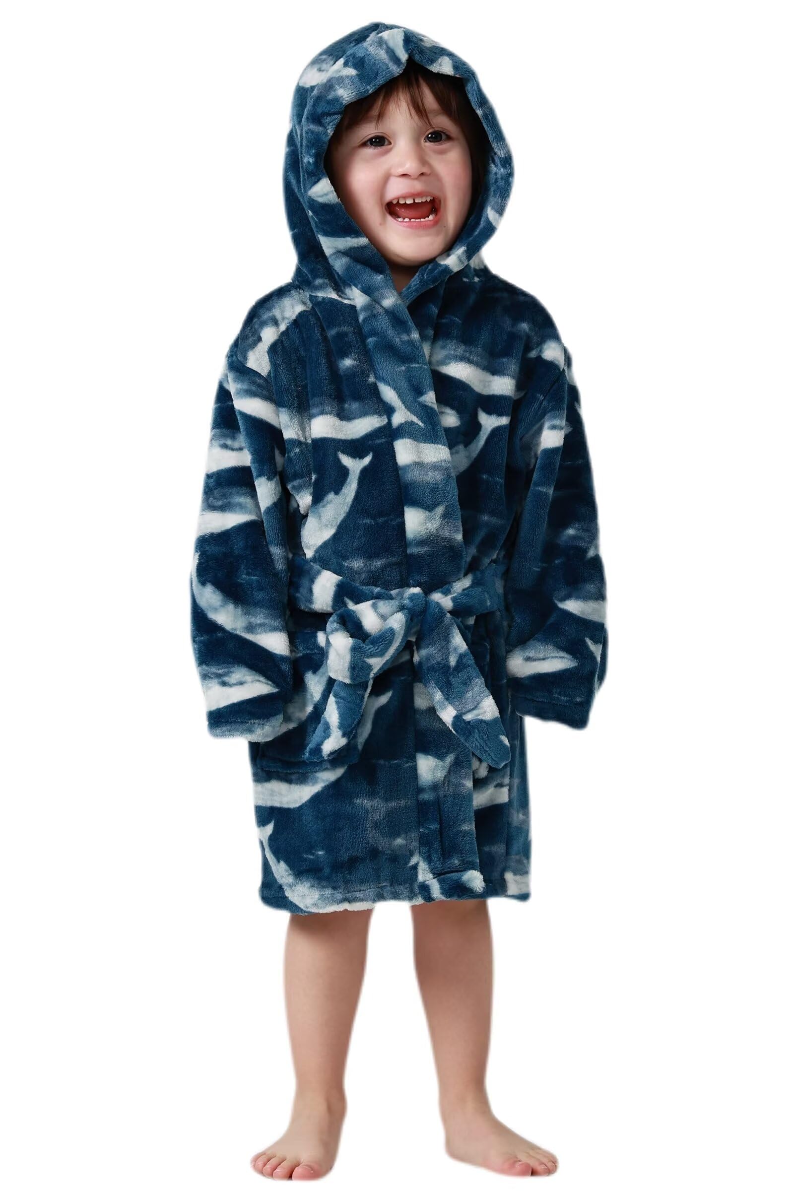 DELEY Girl's Robe Baby Boys Hoodie Robes Toddler Bathrobes for Kids Pajamas Sleepwear