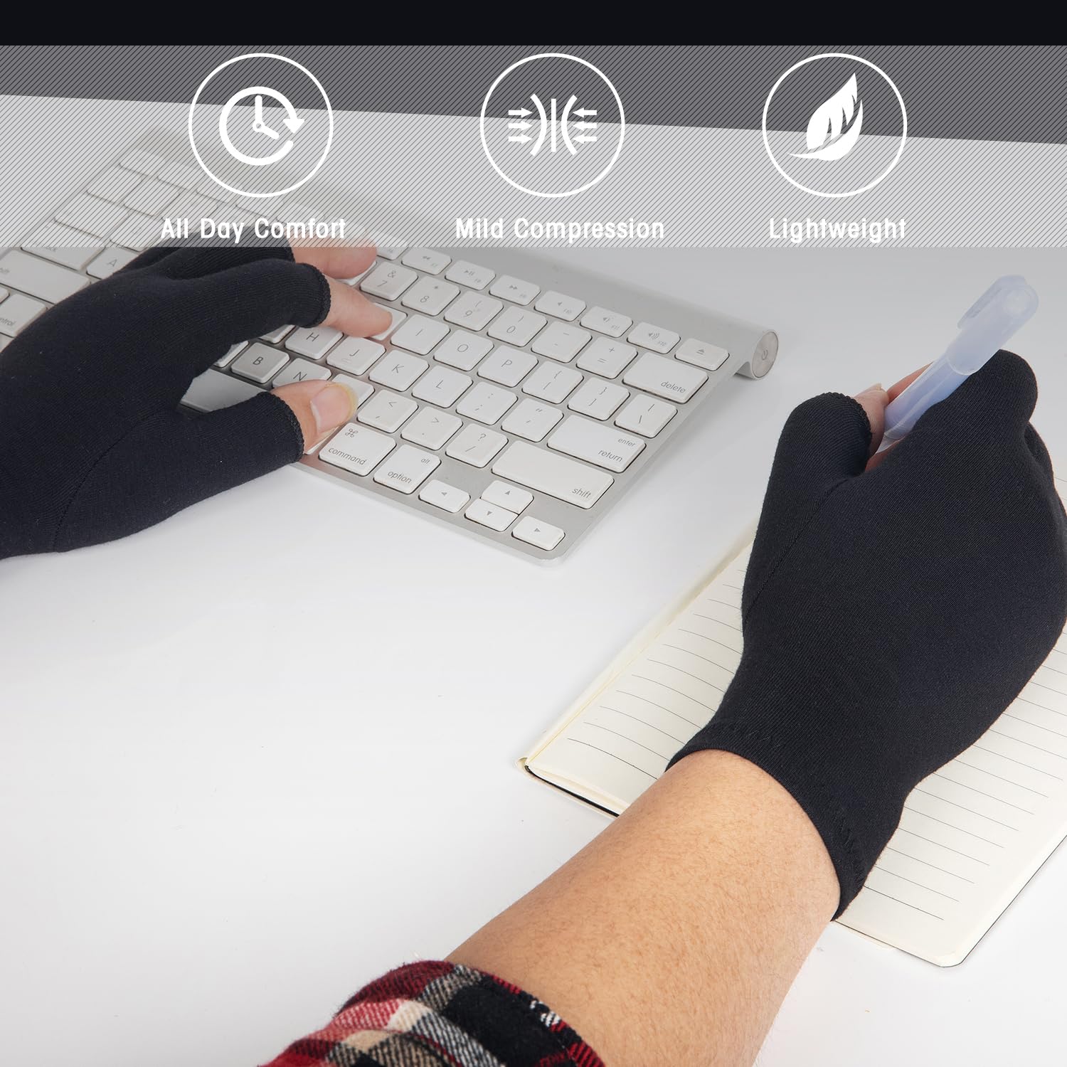 Guantes de compresión para mujeres y hombres, sin dedos, transpirables, absorben la humedad, guantes de compresión para artritis para dolor en las articulaciones