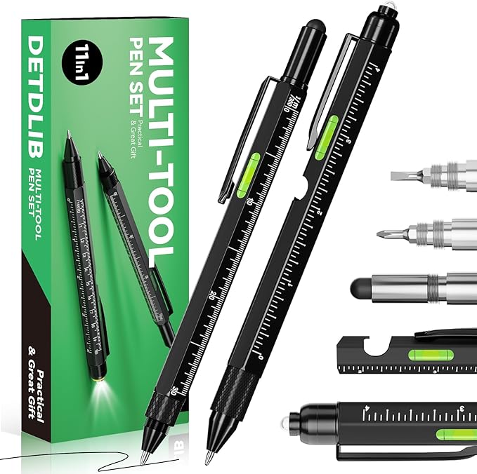 Gifts for Men, 2Pc 11 in 1 Multitool Pen for Birthday Gifts Stocking