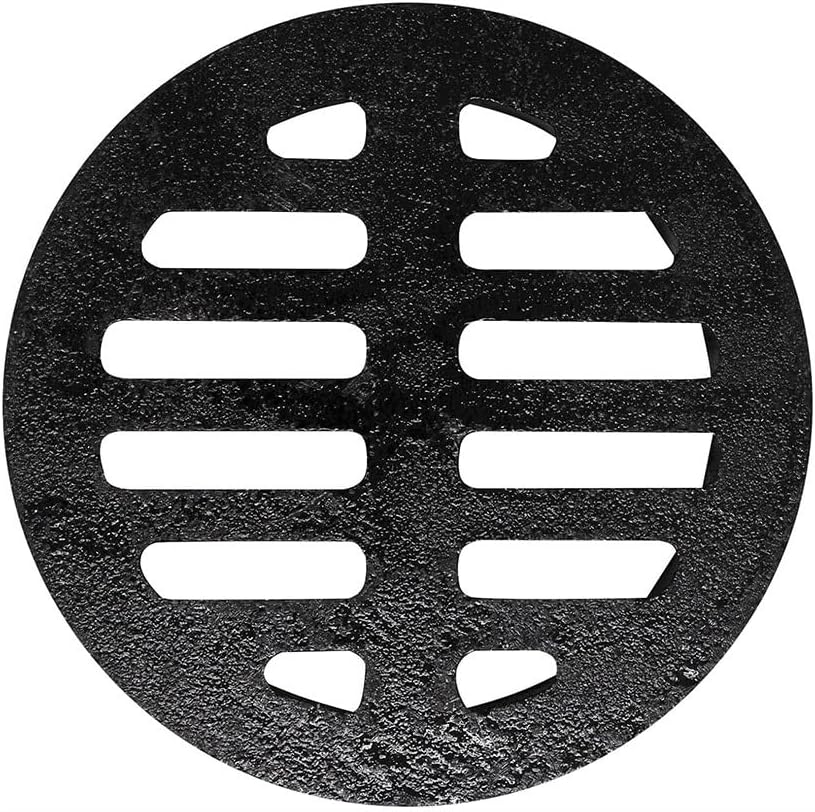 Cast Iron Floor Drain Strainer - Round Flat Grate Cover for 3in, 4in, 6in, 8in Pipes - Heavy-Duty Plug-in Drain Cover (200mm to 8in) - Durable, Rust-Resistant Drainage Sol