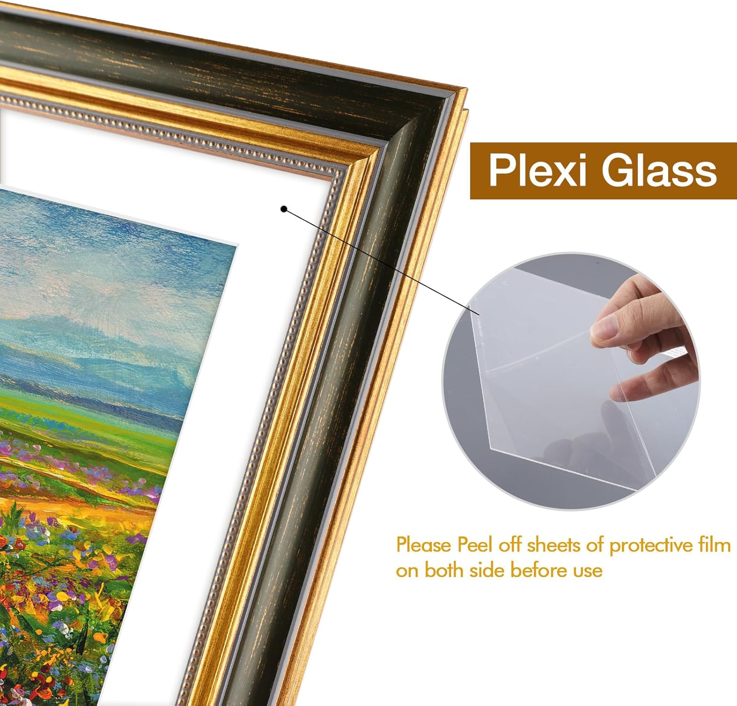 Golden State Art,16x20 Ornate Picture Frame with White Mat for 11x14 Photo or Display 16 x 20 Prints without Mat Color Black Gold (Plexiglass Front) - Image 6