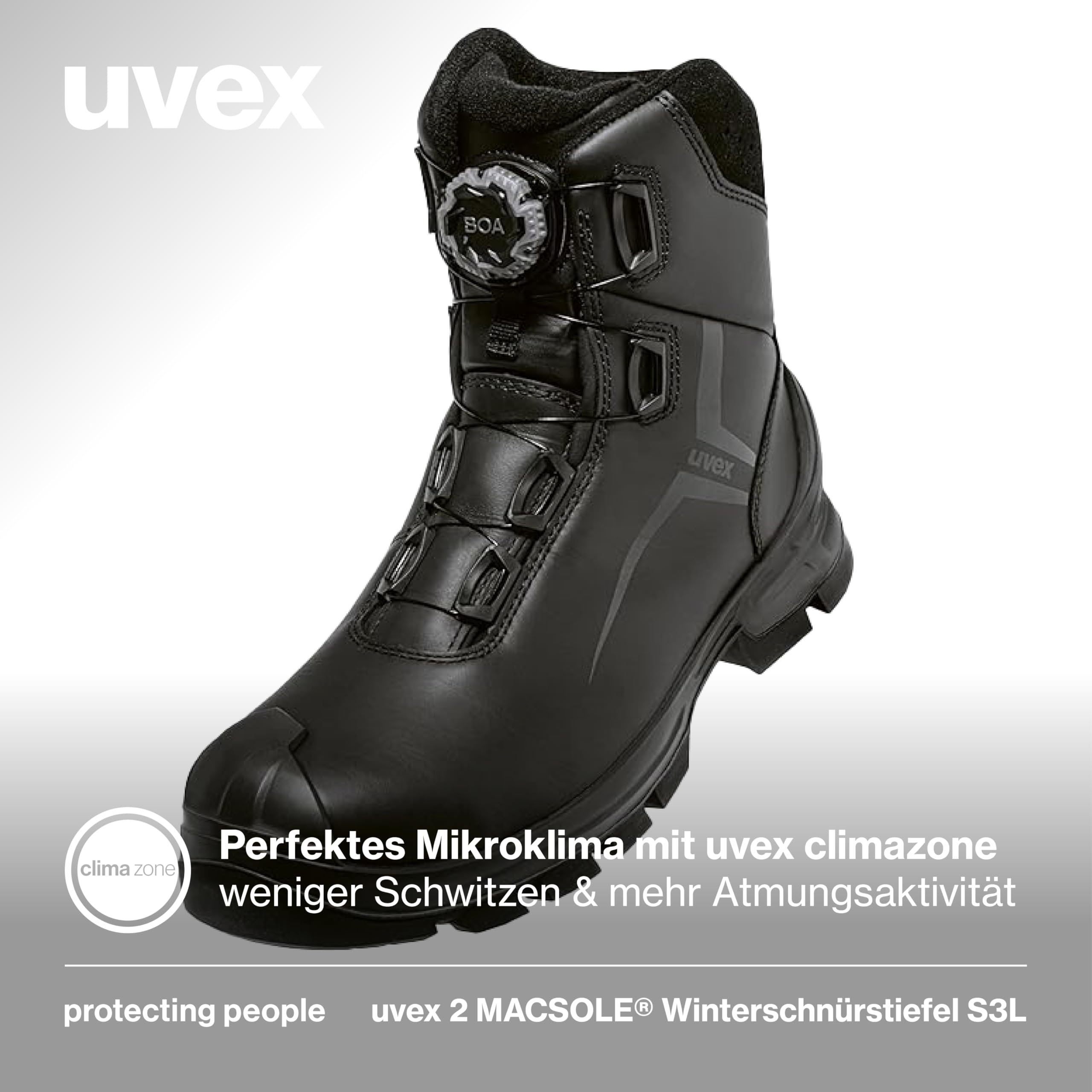 Uvex MACSOLE® - 2 stivali invernali S3L CI HI HRO SR con sistema BOA® Fit – scarpe di sicurezza – stivali di sicurezza – suola in gomma resistente al calore, agli agenti chimici e al taglio –