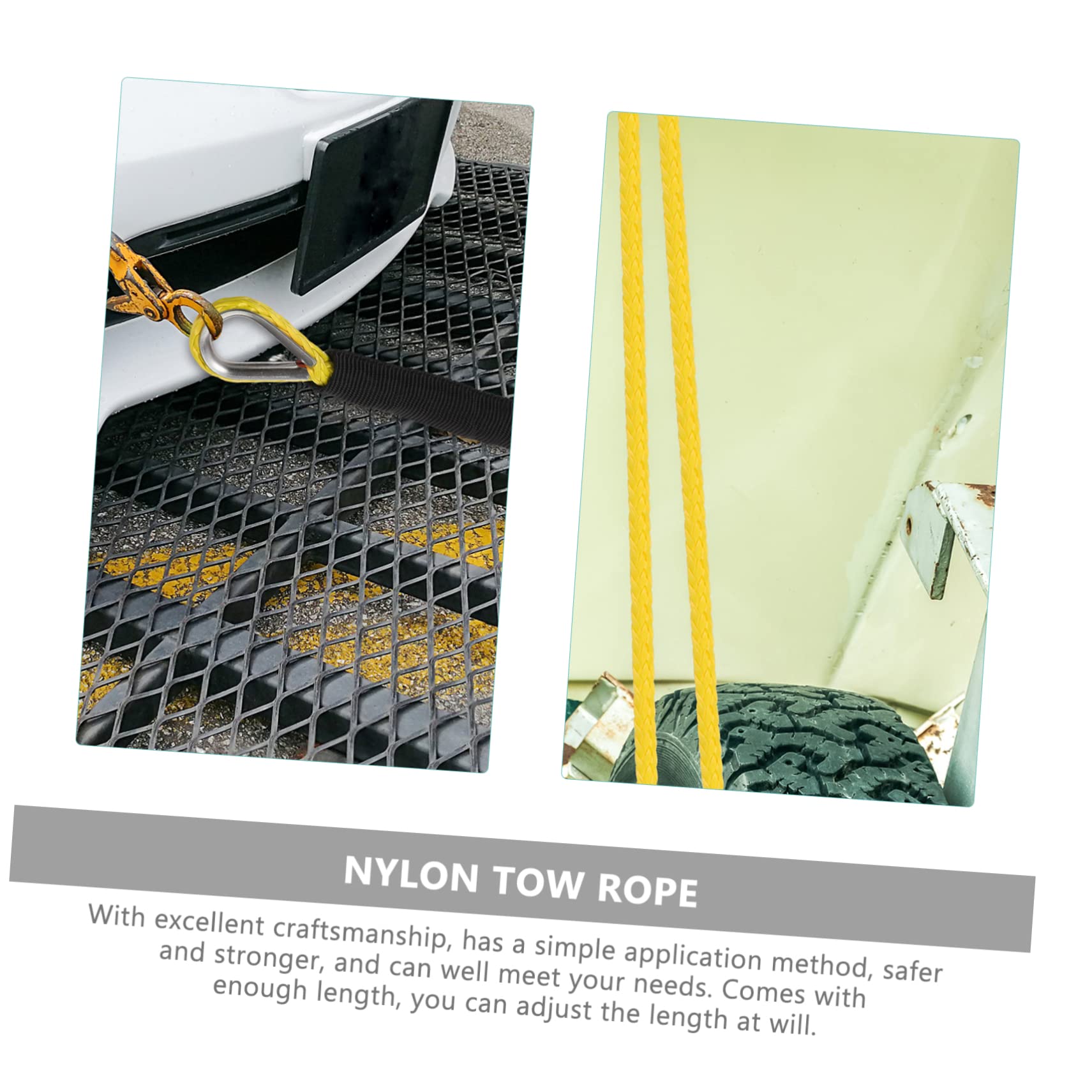 SUPVOX Corda da Traino per Auto in Nylon Giallo Resistente e Robusta Acciaio Inossidabile, per Rimorchio e Veicoli Pesanti,
