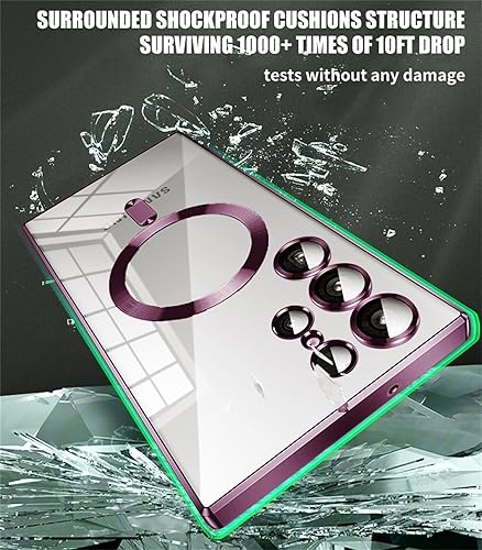 Miniatura 6 de DHIMI Funda ultra magnética para Samsung Galaxy S23, cubierta de teléfono chapada en brillo de lujo compatible con protector de lente de cámara