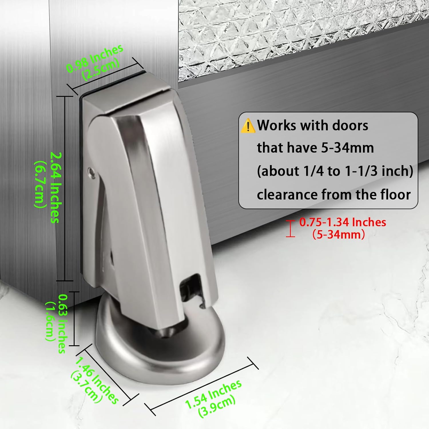 Door Stopper,Windproof Hydraulic Door Stop for Floor Mounting,Soft-Close Door Catch,Heavy Duty Door Holder to Keep Door Open,No Magnetic Door Stopper for Indoor (1, Brushed Nickel)