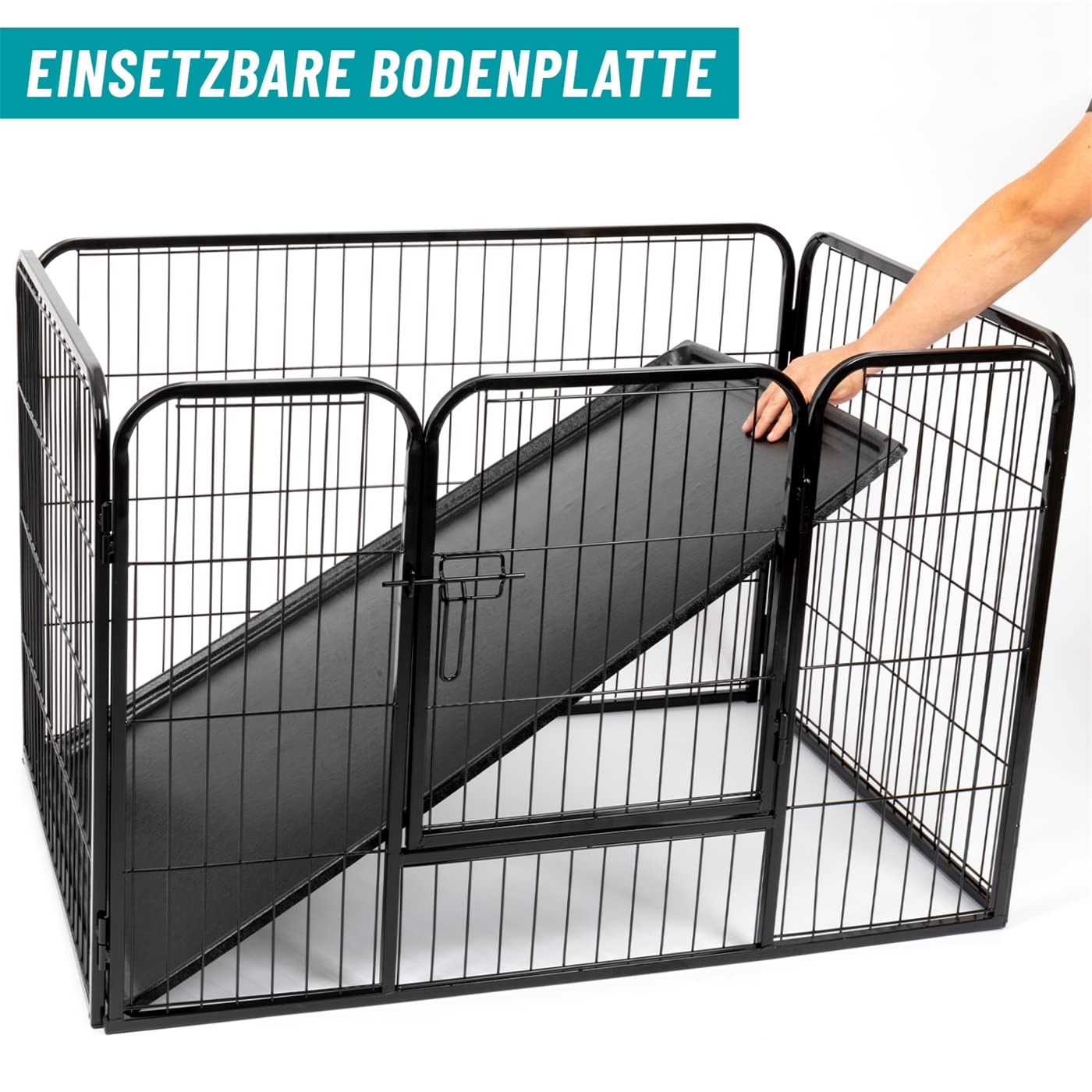 VOSS.PET Welpenauslauf XXL mit Bodenwanne, Welpengitter, Kleintier Freilaufgehege 108x73x70cm