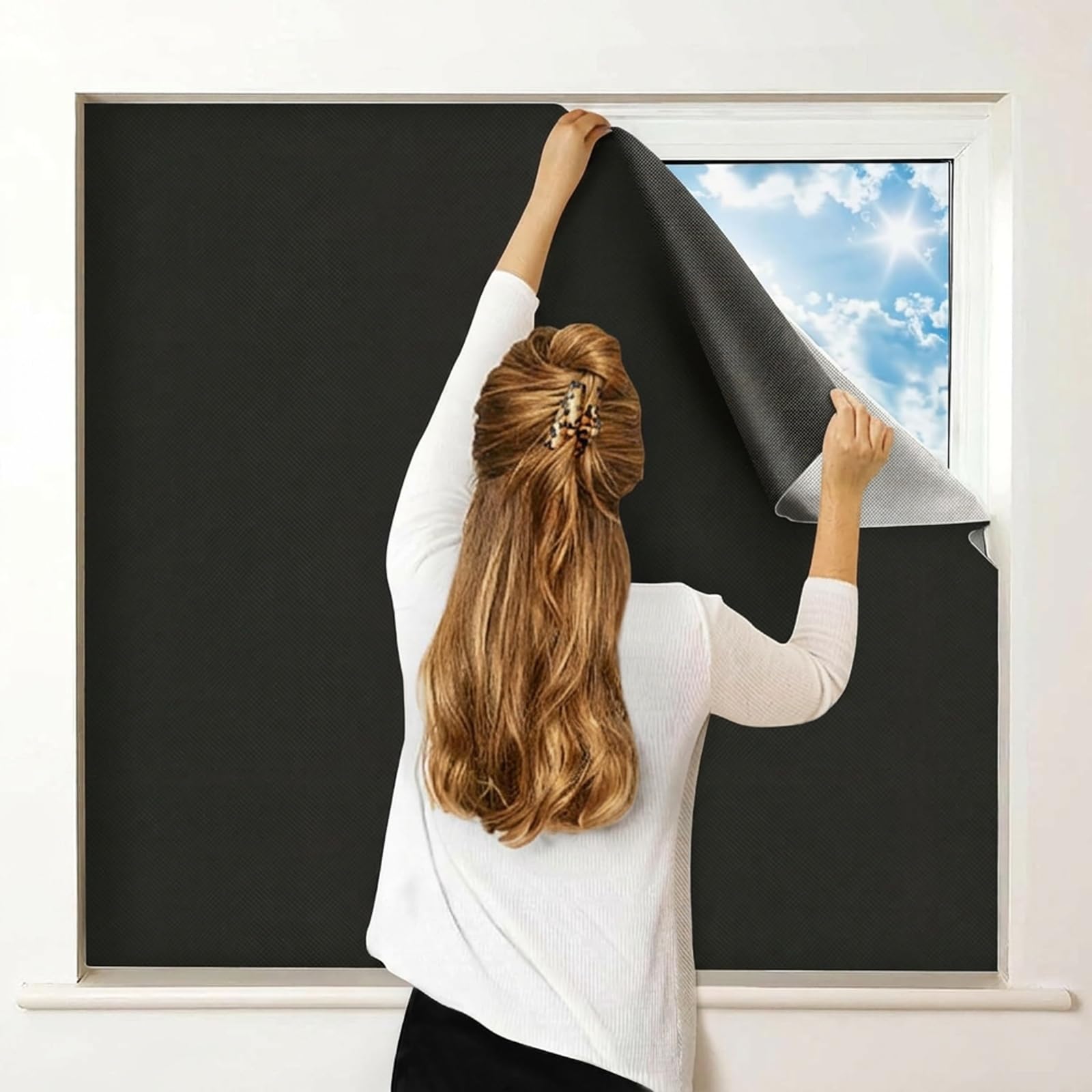 Blackout Blinds No Drill: 200x145cm Stick On Temporary Blind – Cut to Size for Windows, No Drilling Required