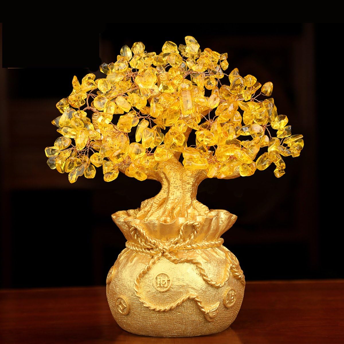 Bwinka Feng Shui Money Tree Office Home Table Feng Shui Decoration Crystal Money Tree for Wealth and Good Luck (Large)