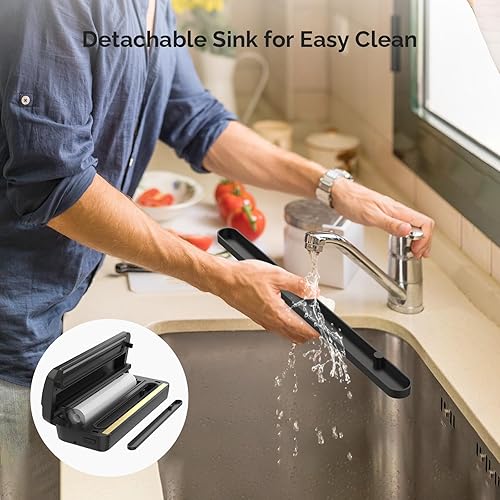 Miniatura 6 de Syaws Sellador al vacío, sellador automático de alimentos, ahorro de vacío de alimentos 9 en 1 con modo secohúmedo, bolsa de rollo y cortador,