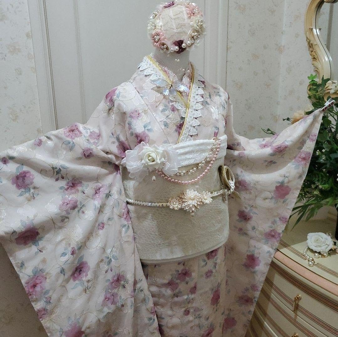 大人シックな辻が花♡振袖フルセット 成人式前撮り謝恩会 長襦袢おまけ