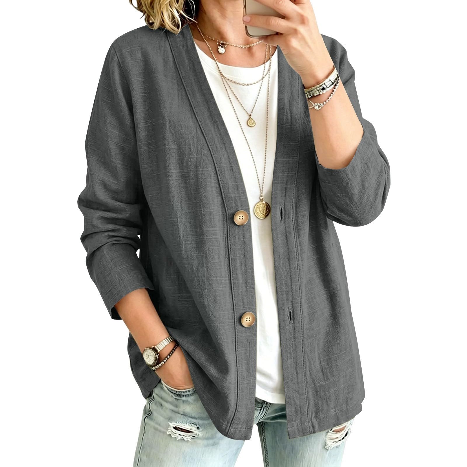 Cardigan lungo da donna, lavorato a maglia