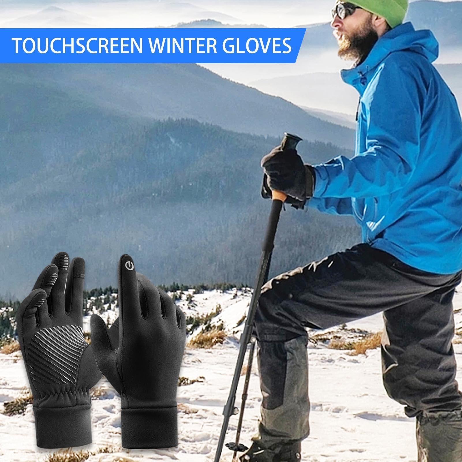 Genérico Guantes De Invierno Mitones Unisex Antideslizantes Running | Guantes Térmicos Para Clima Frío De Invierno, Ciclismo, Pesca, Camping, Running, Esquí, Trabajo, Estudio, Deportes,