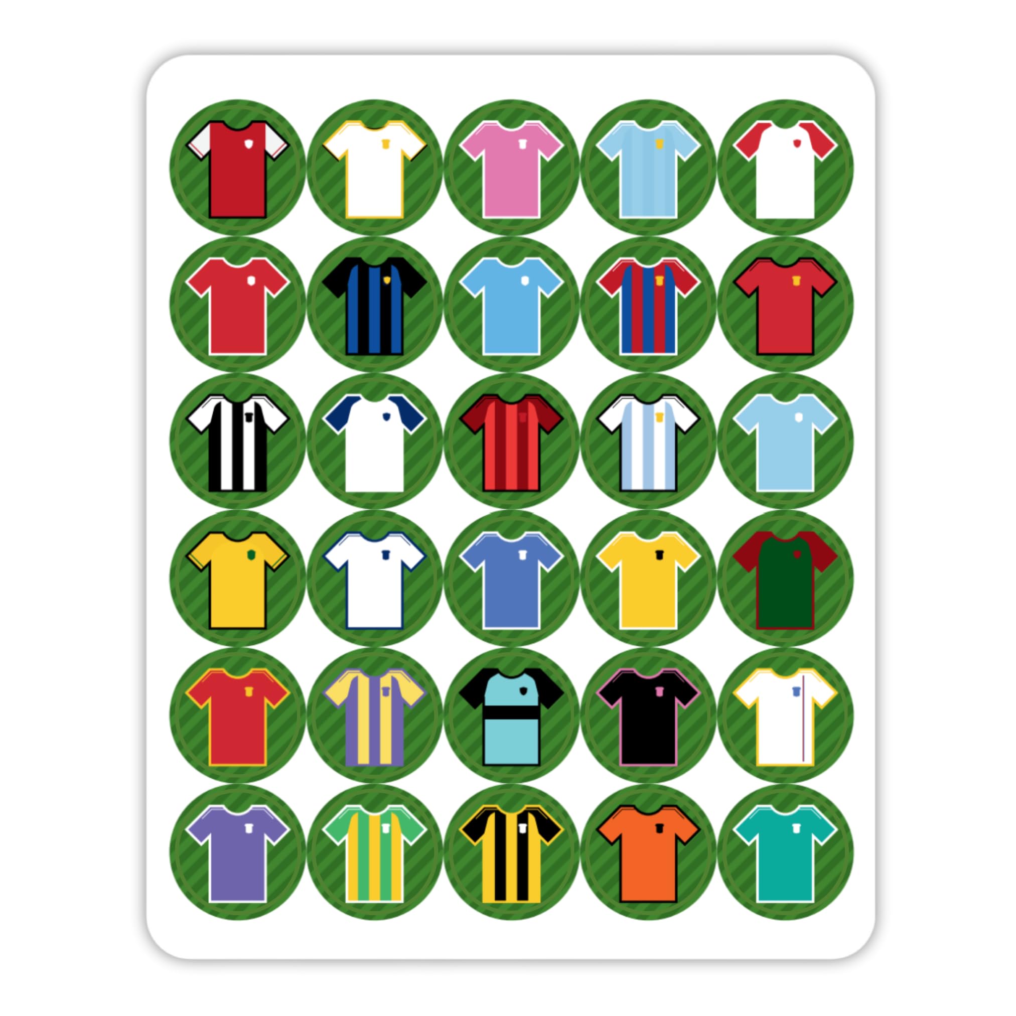 Hntr Sport Team Shirt Hntr® Create Your Dream Team Football Stickers | 30 Unique Kits | 150 Sticker Pack | 2.5Cm Round Vinyl Sports Stickers For Scrapbooks, Planners & Rewards