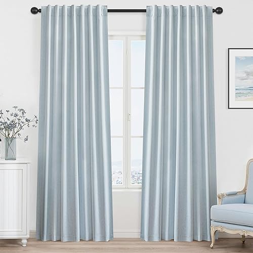Miniatura 47 de UHITECH - Cortinas de 108 pulgadas de largo para ventana de sala de estar, cortinas opacas para dormitorio, juego de 2 paneles, azul, modernas, de