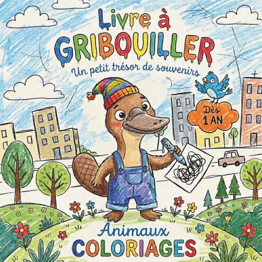 Livre à gribouiller dès 1 an: Livre de coloriage pour tout-petits dès 1 an, grandes illustrations simples, activités ludiques pour développer la motricité fine et la créativité