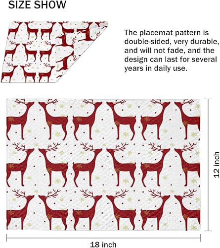 Miniatura 4 de Deer Animal Decor Placemats Set of 4 Table Mats Washable Placemat Waterproof Place Mats for Party Home Dining Table Decor 18x12 in
