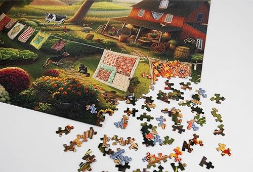 Vista 6 de Springbok Country Farm Life - Rompecabezas de 1000 piezas para adultos, piezas de corte único, fabricado en Estados Unidos Vida en la granja