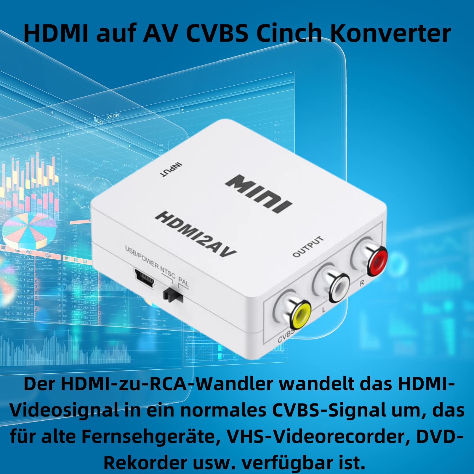 B13C HDMI vers AV CVBS RCA Convertisseur Convertisseur USB Alimentation TV Moniteur DVD HDMI vers 3RCA Composite Vidéo Audio AV Adaptateur 1080P Compatible avec PC TV DVD PAL PS3 NTSC VCR VHS
