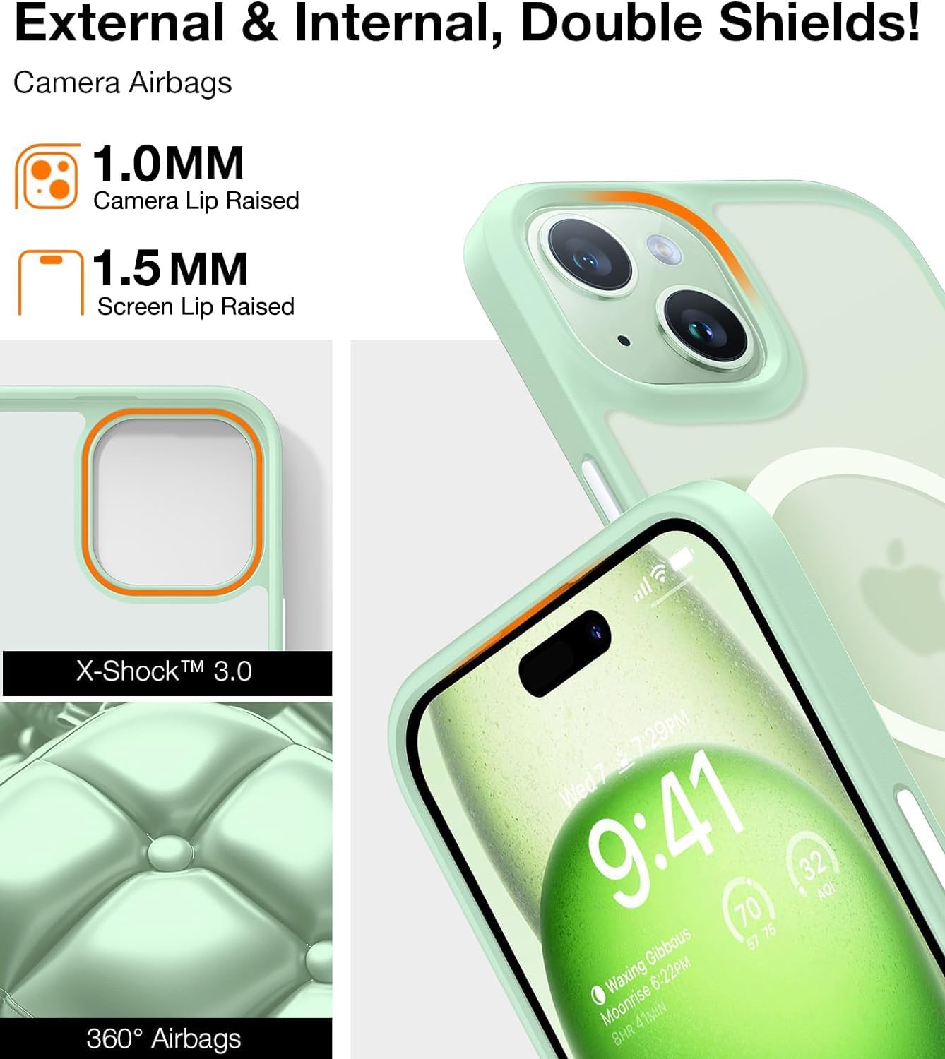TORRAS Magnetic for iPhone 15 Case iPhone 14 Case 6.1 inch, Compatible with MagSafe, Military Grade Drop Tested, Shockproof Hard Back Soft Edge Slim Protective Case for iPhone 15, Green - Image 5