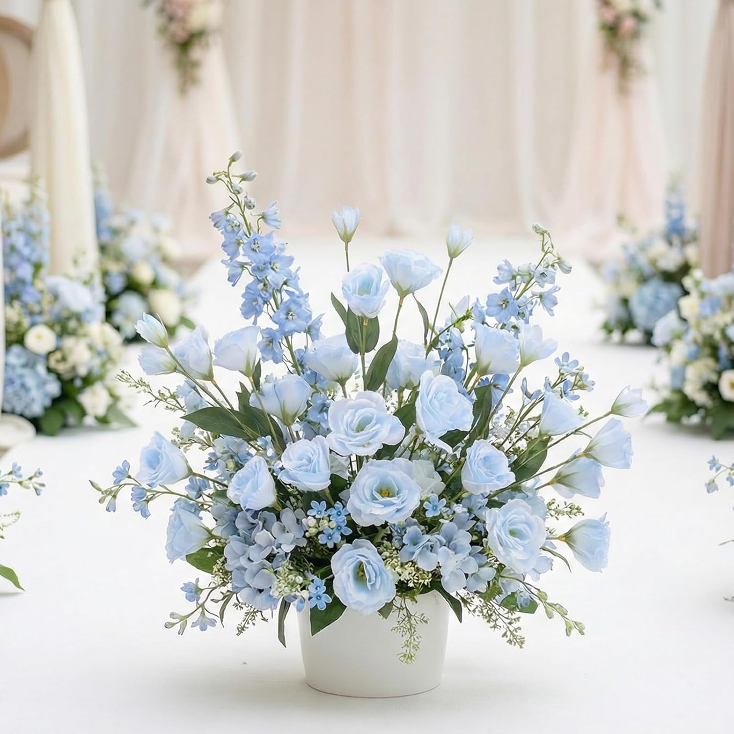 6PCS Blue Eustoma Lisianthus Artificial Flowers Faux Silk Flowers 26.8" Fake Blue Flowers for DIY Wedding Bouquet Centerpiece Table Home Party Decor(Blue)