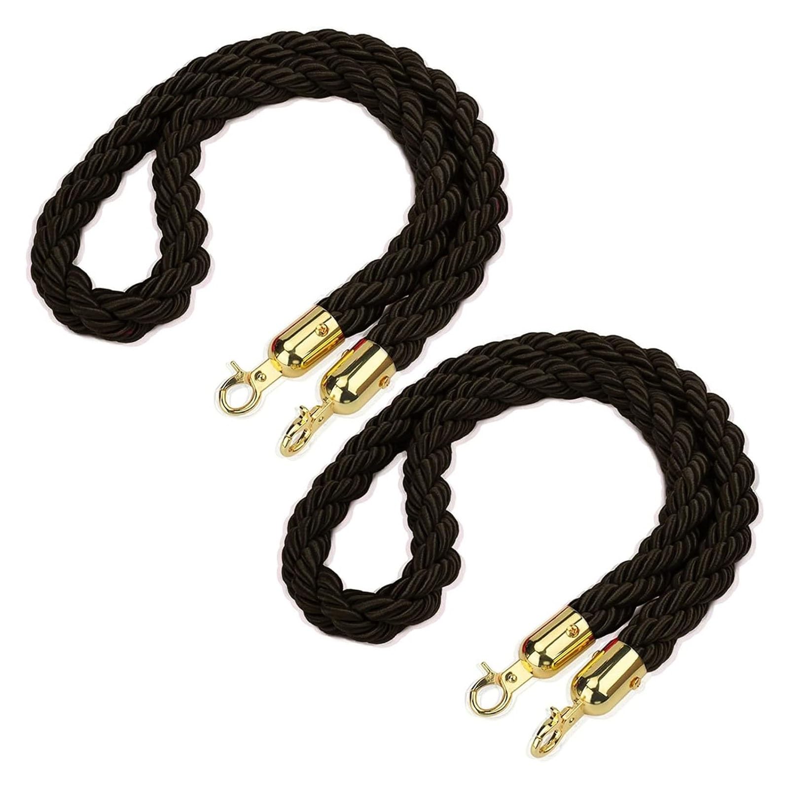 Barrier Rope, Braided Stanchion Hemp Rope, Queue Crowd Control Ropes, for Restaurants/Theater/Hotel(Black,2.2m/7.2ft/86.6inch)