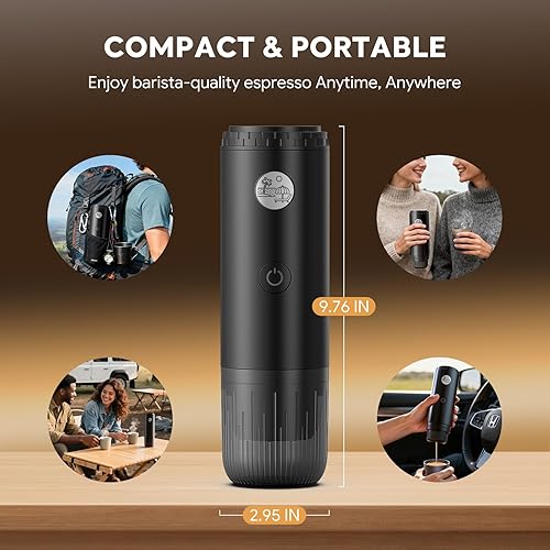 Miniatura 4 de Cafetera portátil 2 en 1, máquina de café espresso portátil de 20 barras con calefacción automática, compatible con NS y café molido para