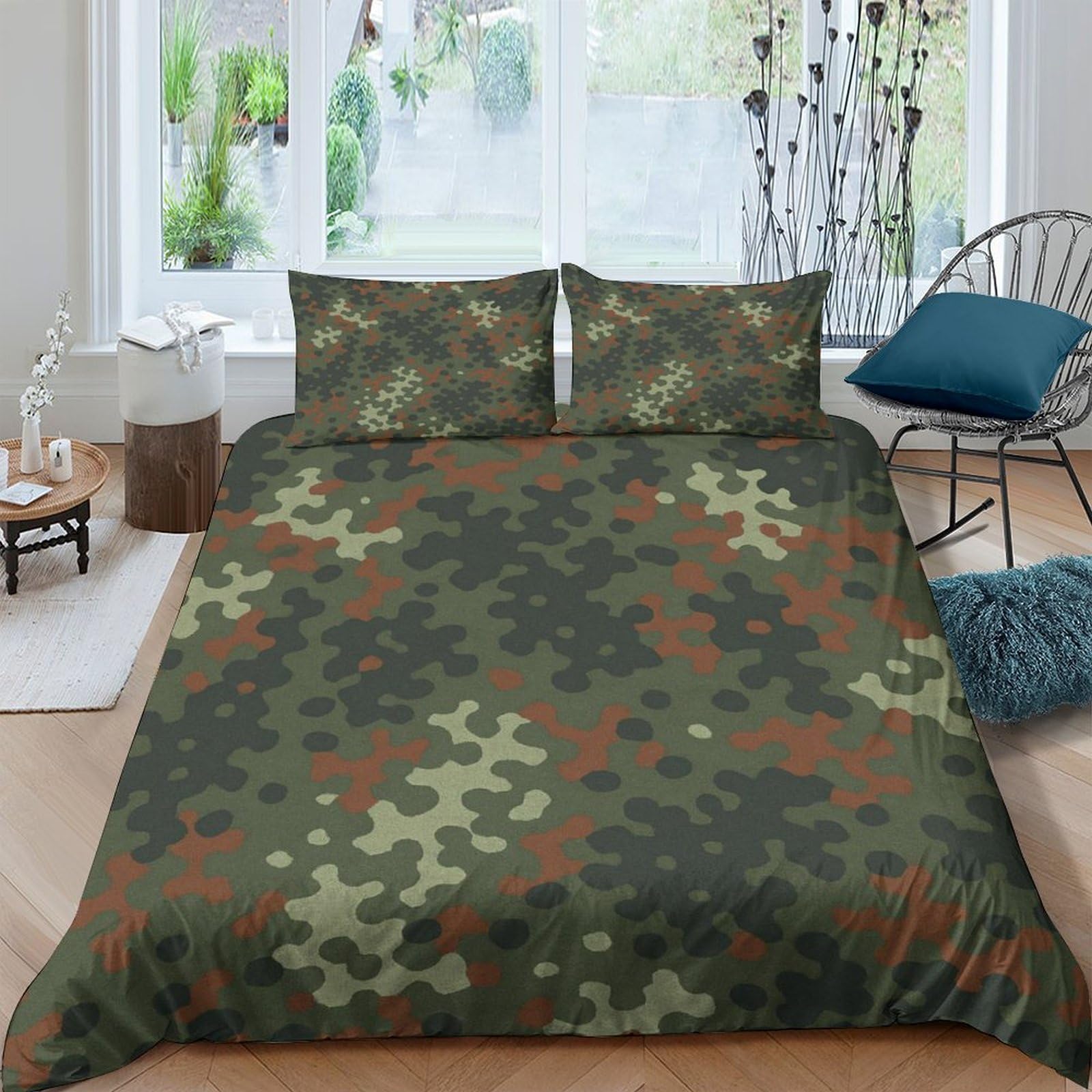 Ctjqhvkz Style-7 3D Printed Camouflage Forest Fitted Sheet Microfiber Soft Breathable Army Green Mattress Cover For Bedroom Guest Room Mattress Protection Decor Single（135X200cm）