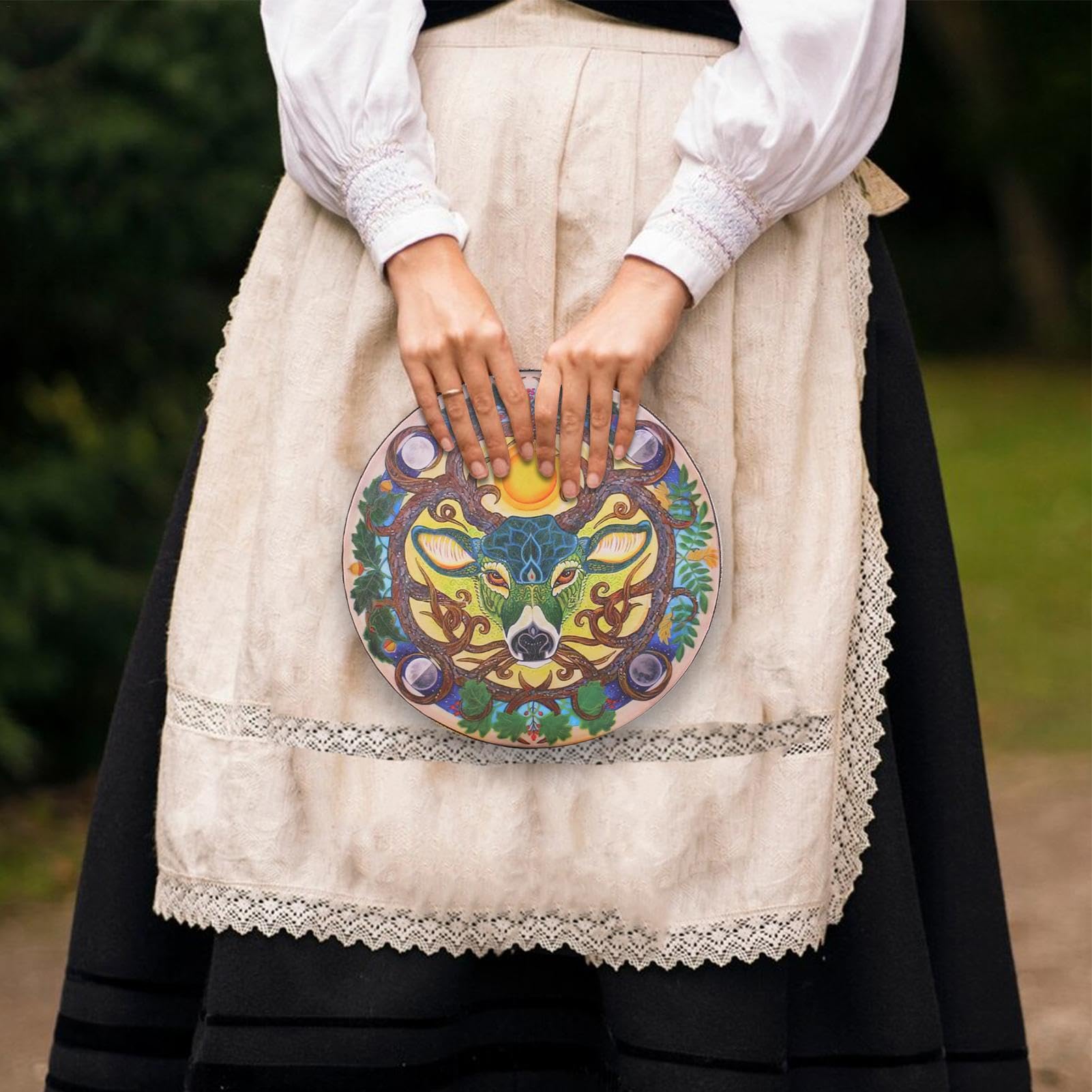 Schamanische Trommeln | 22,9 cm Trommel mit Hirschkopf-Design – Instrumentaler Schamanen-Klangheiler, handgefertigte Schamanentrommel für spirituelle Musik, Reflexion und Meditation
