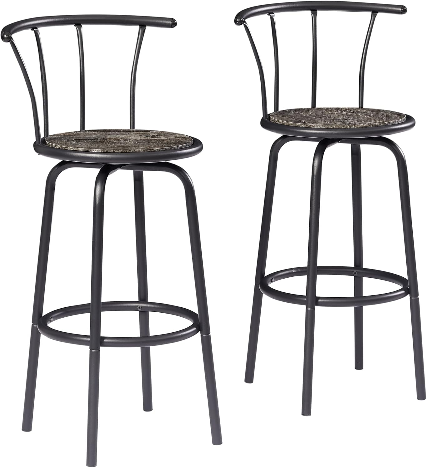 VECELO Bar Stools Set of 2, 360Degree Swivel Stool with