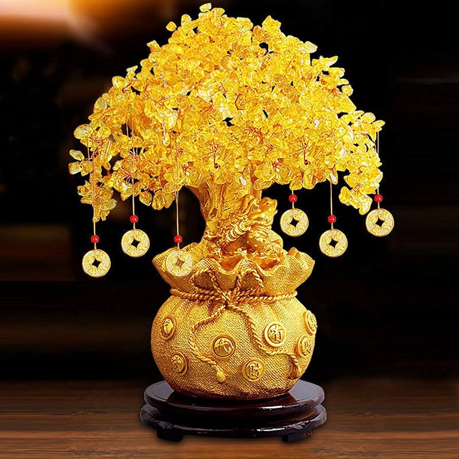 置物 Citrine money tree with piyao Citrine money tree with piyao
