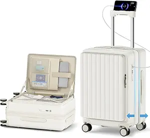 20 Inch Carry On Luggage, Expandable Hard Shell Suitcase with Front Pocket