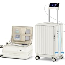 20 Inch Carry On Luggage, Expandable Hard Shell Suitcase with Front Pocket