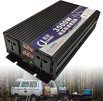 Power Inverter,3500W 4000W 5000W 5500W Pure Sine Wave Inverter DC 12V/24V/48V/60V/72V to AC 120V/220V Car Inverter with LCD Digital Display Power Converter for Travel/Camping,3500W-72Vto220V